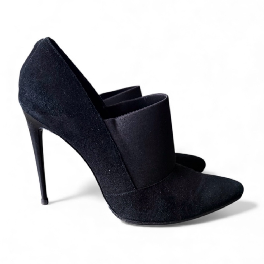 Black Suede Stiletto 8.5 4 Inch Heels Spain Made Shoes Leather European Brand - Picture 8 of 13